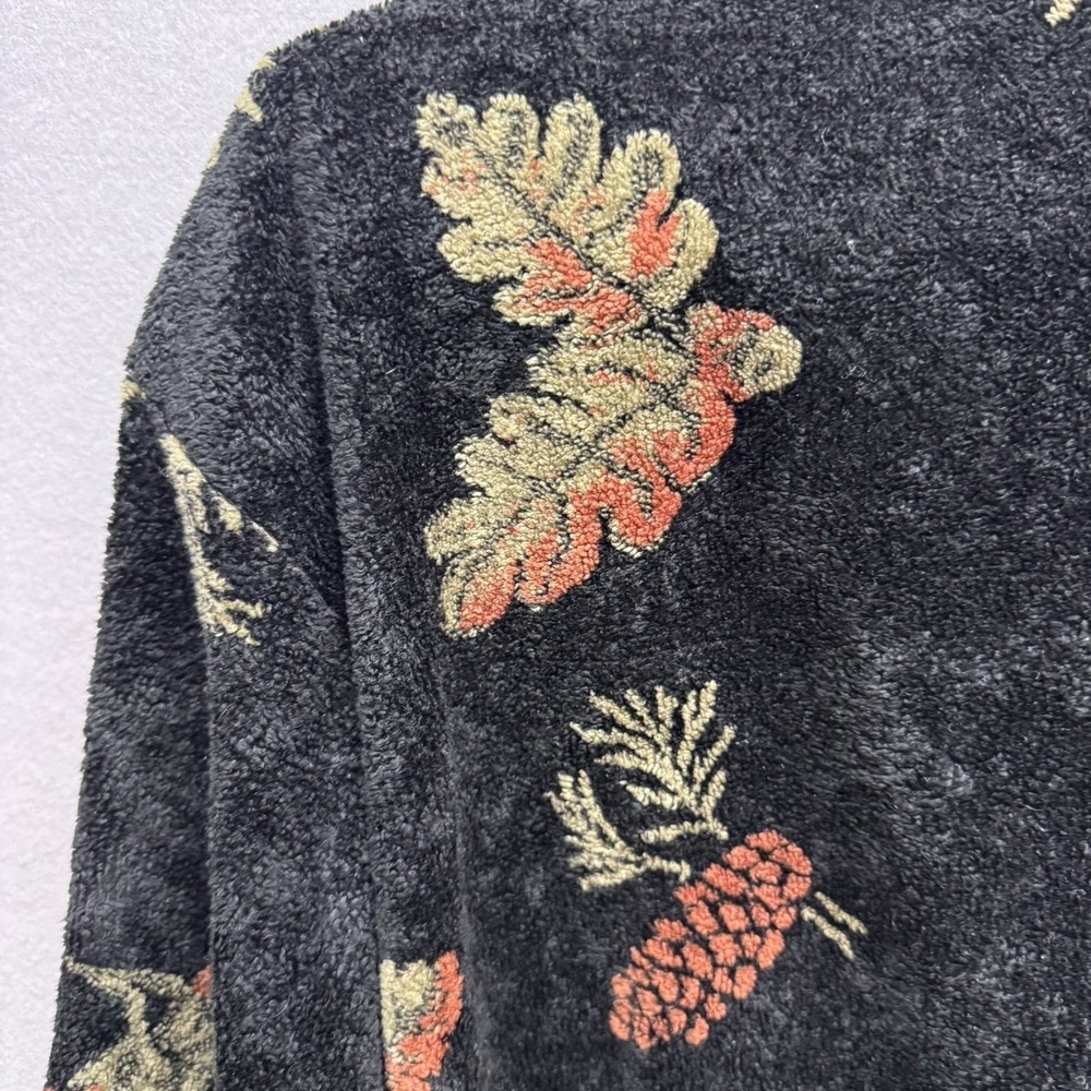 Vintage Black Mountain Outdoor Full Zip Fleece Jacket AOP Pinecone Oak Leaf M/L - Picture 5 of 8